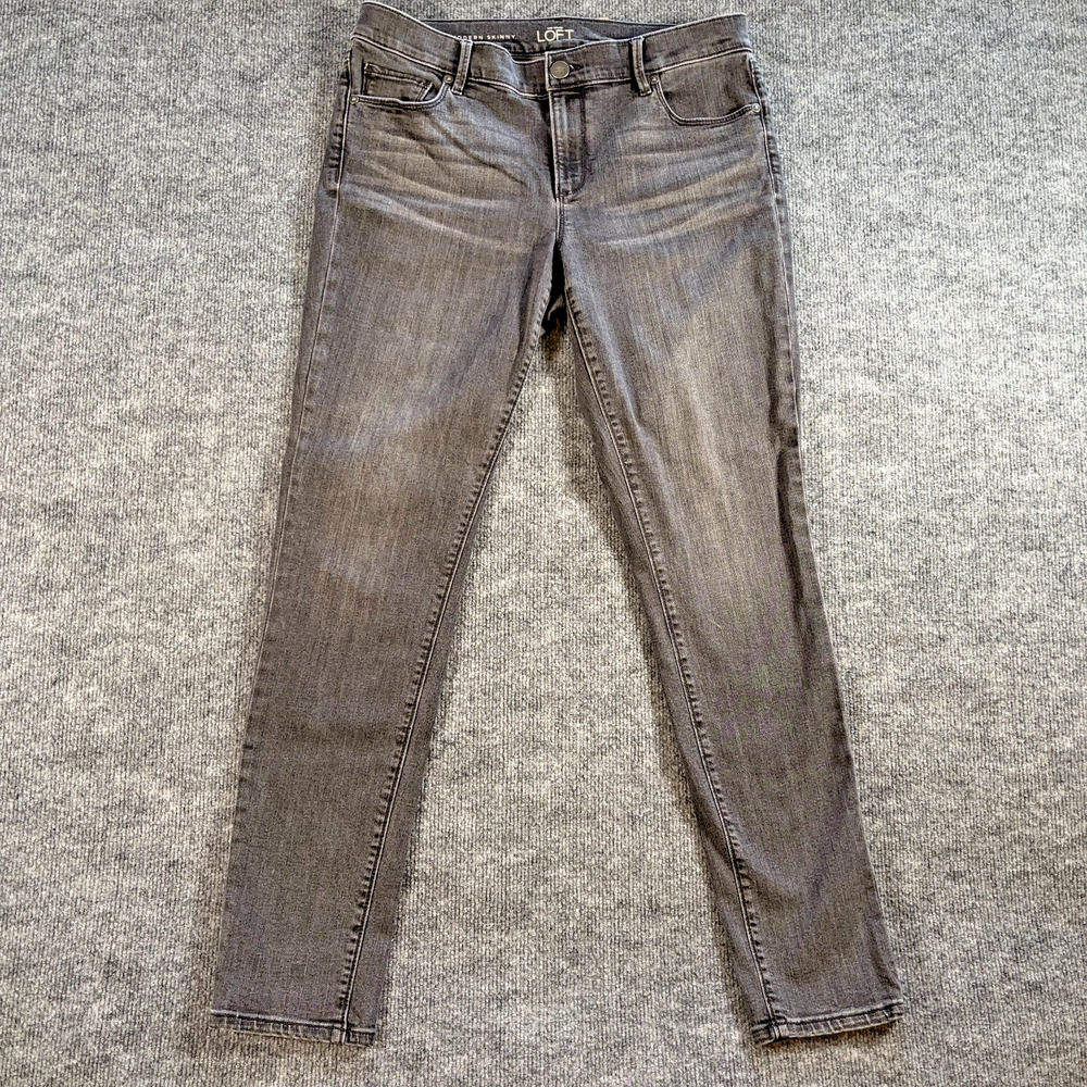 LOFT Modern Skinny Jeans Gray Black Faded Wash Size 30/10 Women’s Stretch Denim